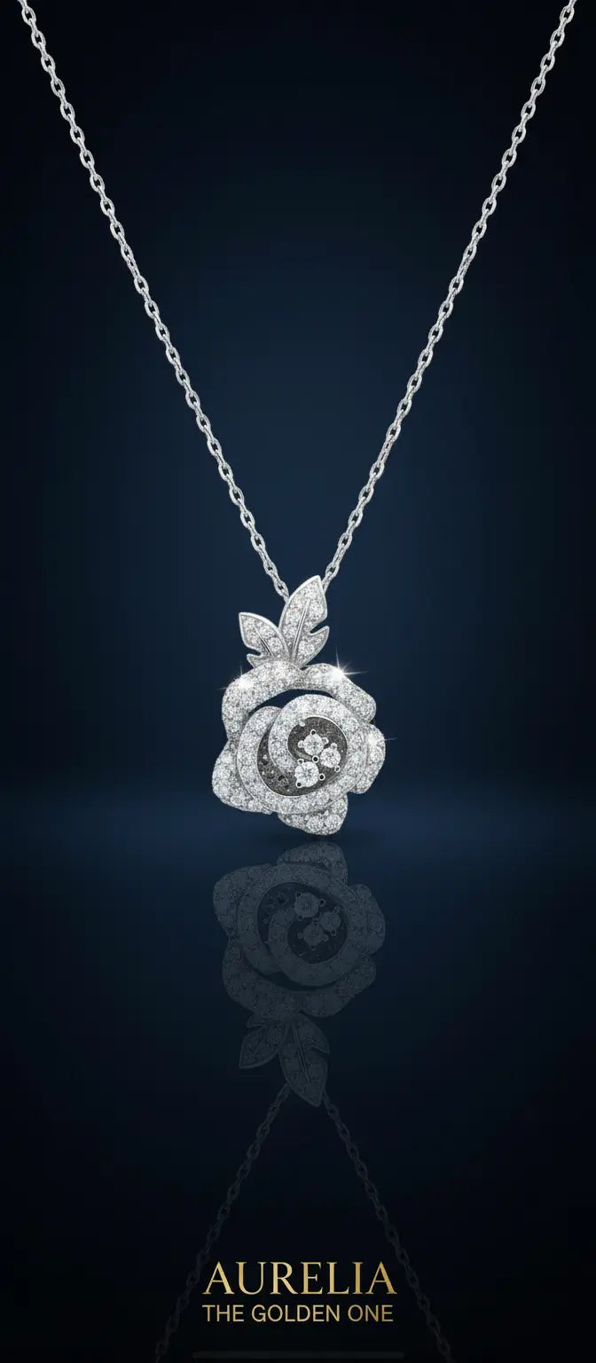 Κολιέ Τριαντάφυλλο με Διαμάντια -  Floral Design Aurelia The Golden One