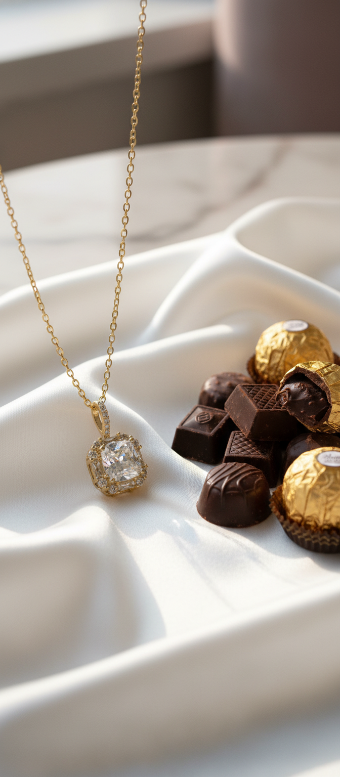 Aurelia Crystal Halo Necklace - Luxury Gold Chain with Cushion-Cut Pendant Aurelia the Golden One