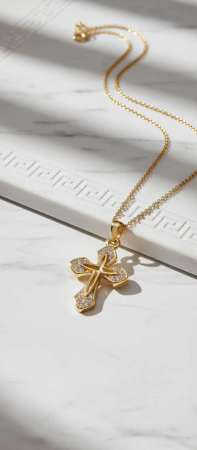 Χρυσός Σταυρός με Κρύσταλλα - Luxury Κολιέ aurelia.thegoldenone